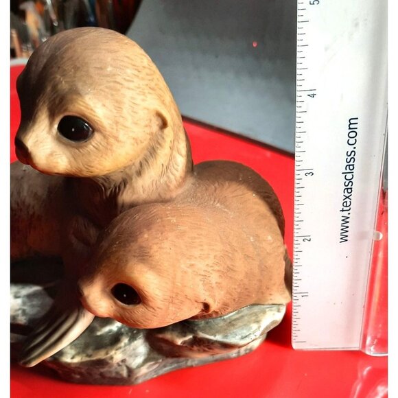 Vintage 1981 Homco Masterpiece Hand-Painted Porcelain‎ Sea Otters Figurine - Picture 14 of 16